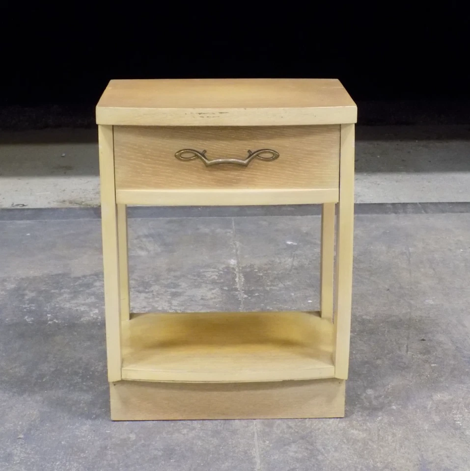 Mesita de noche vintage de un cajón mediados de siglo aspecto clásico moderno de arce Foto 2 de 4