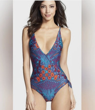 NWOT Marc By Marc Jacobs Maddy Botanical Deep V Backless Swimsuit Sz S 186 MSRP