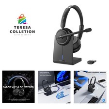 Wireless Headset with Mic for Work, Bluetooth Headset with Microphone Noise C...