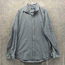 Polo Ralph Lauren Shirt Mens XL Green Check OCBD Button Oxford Woven Vintage