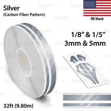 1/8" & 1/5" STRIPE Car Truck Twin Line TAPE Vinyl Sticker CARBON FIBER SILVER