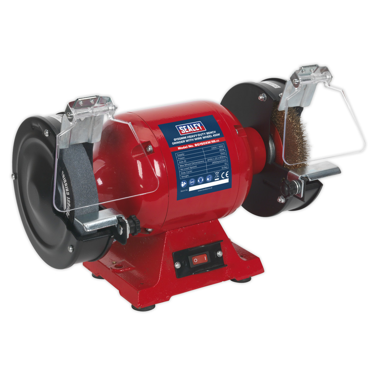 Sealey Bench Grinder Ø150mm with Wire Wheel 450W/230V Heavy-Duty Garage Works...