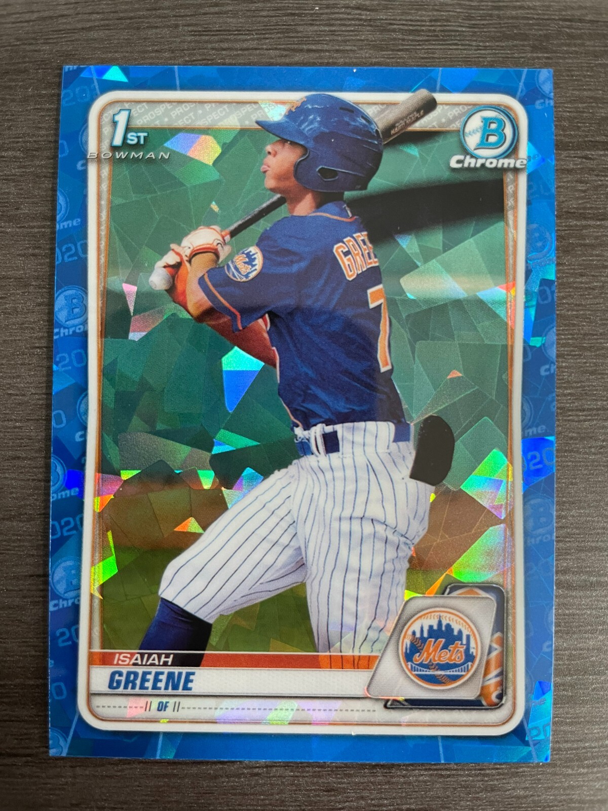 2020 Bowman Sapphire Edition Isaiah Greene #BD-77 Blue Cracked Ice 1st Refractor