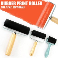 Rubber Printing Roller Black Wood Handle Painting Art Ink Craft Tool Supplies