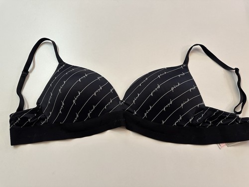 Victoria's Secret Pink Wear Everywhere Push-up-BH ohne Bügel schwarz weiß 36D