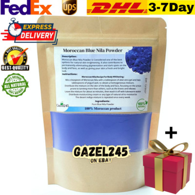 Moroccan Blue Nila Powder Natural 100% Whitening Skin & Face Care AA نيلة مغربية