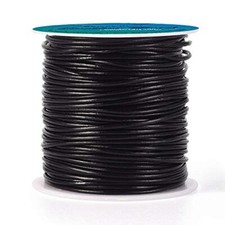 50 Yards Round Genuine Leather Cord Leather Cord String for 1.5mm Black