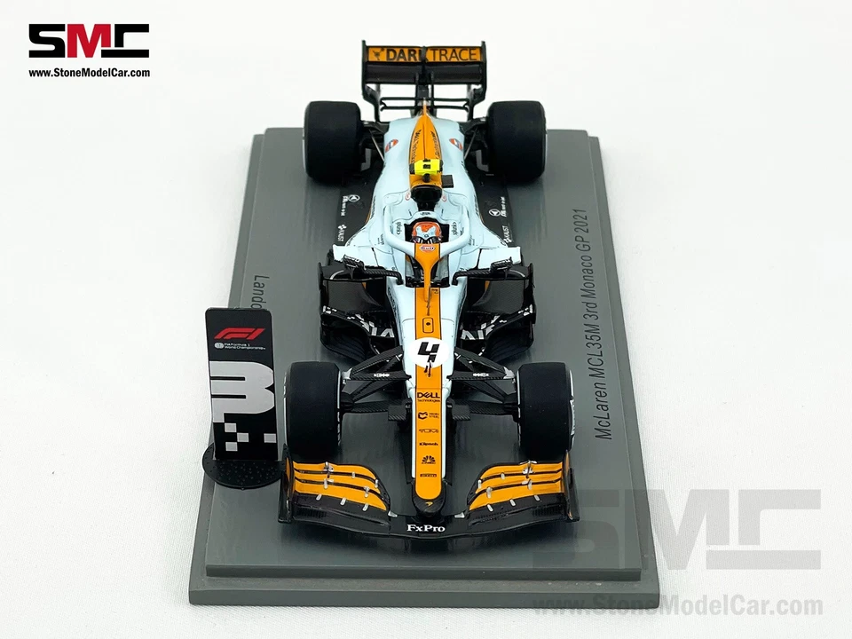 Mclaren F1 MCL35M 4 Lando Norris Monaco 2021 Podium Gulf Livery 1:43 Spark S7679 Foto 4 de 4