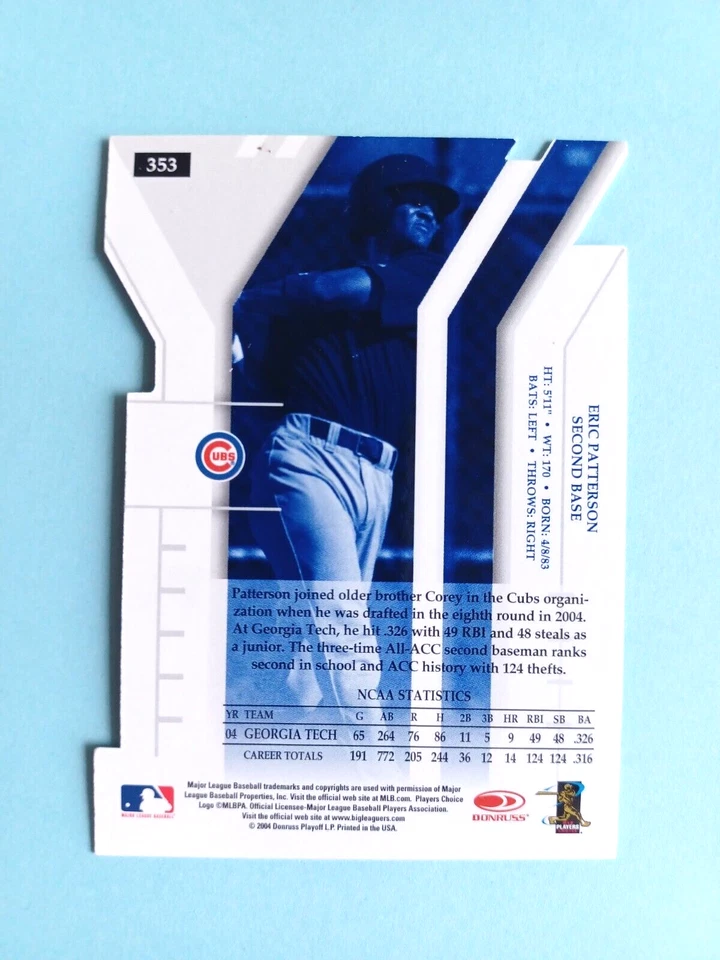 2004 DONRUSS ELITE ERIC PATTERSON #353 RC STATUS DIECUT #16/25 CHICAGO CUBS - Image 3 of 3