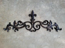 Cast Iron Fleur de Lis Topper, Wall Plaque, Valance, Old World, Pediment, New