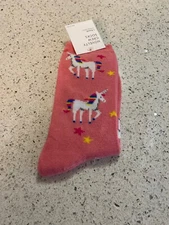 Kohls Pink Unicorn Crew Socks For Women Fits Sock Size 9-11 NWT