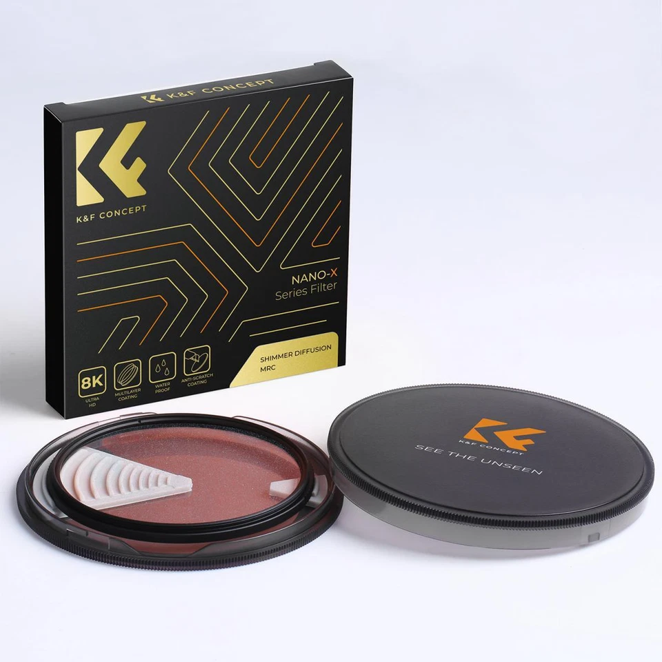 K&F Concept Lens Filter Shimmer Diffusion 1/1 49mm 67mm 82mm NANO X Waterproof - Image 2 of 4