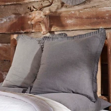 BLACK CHAMBRAY EURO SHAM : COUNTRY CHARCOAL CABIN LODGE PILLOW COVER