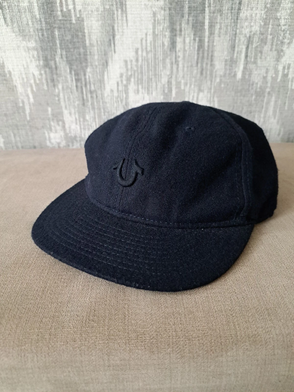 Mens True Religion Cap Adjustable Navy Wool Blend