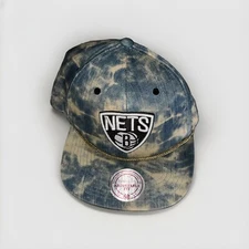 Brooklyn Nets Hat Mitchell & Ness SnapBack Rope Cap Faded Denim Color NBA