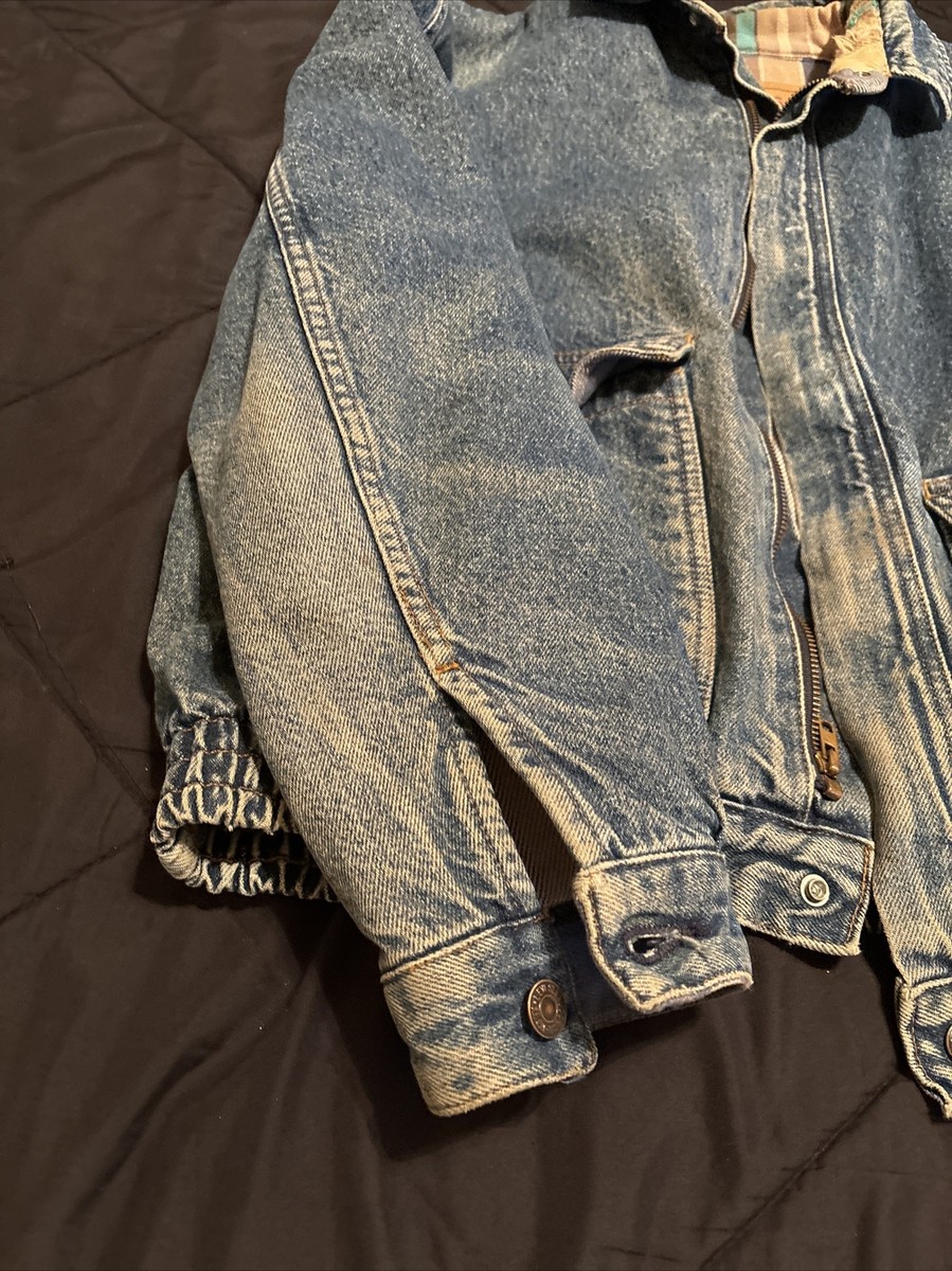 Vintage Late 90s USA Levis Blue Denim Bomber Jacket Size Large