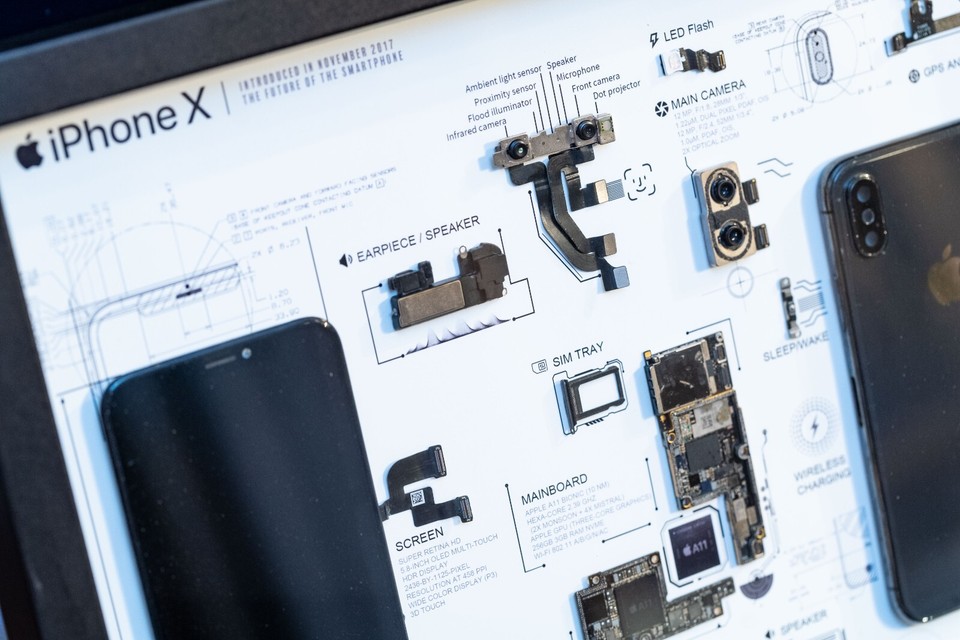 Iphone Display Exploded View Disassembled iPhone Teardown With Frame, Deconstructed iPhone Art ...