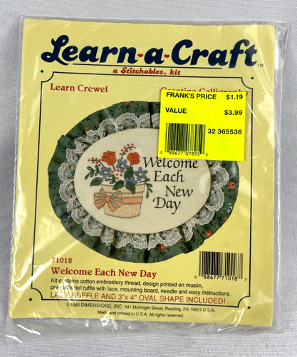 Dimensions Stitchable Embroidery Kit Welcome Each New Day #71018 NIP Vintage