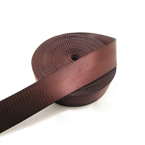 38mm Nylon Herringbone Weave Webbing Strap Tape Bag Straps Seat Belt Black/Brown - Picture 4 of 6