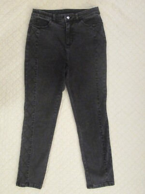 G By Giuliana Black Label Denim Quilted Slim-Leg Jeans Black Acid