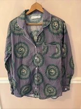 Desmond & Dempsey long sleeve Bird Medallion pajama top shirt print XL Purple
