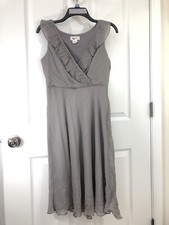 J. Crew Silk Chiffon Sundress cocktail dress Gray lines sleeveless sz: 4 S  112C