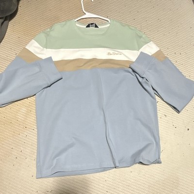 Ben Sherman Men's M Striped Crewneck Cotton Knit Pullover Sweater Logo