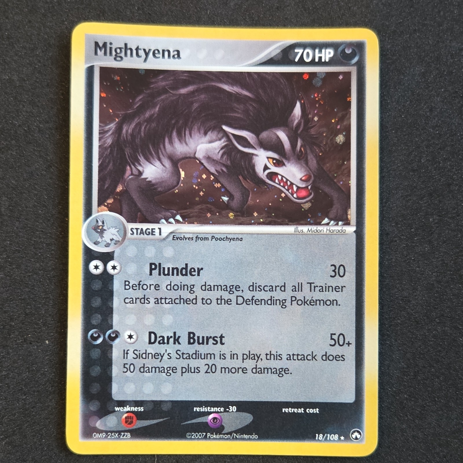 Pokémon Mightyena 18/108 EX Power Keepers Reverse Holo Rare Stage 1 2007 NM
