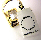 Roberta Chiarella Ring BIG Bling Glass Rhinestone Solitaire Gold Metal 7.5 Band — photo 5