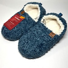NWT EverFoams Soft Curly Full Slippers Womens 8.5 Blue Fuzzy Memory Foam Cozy