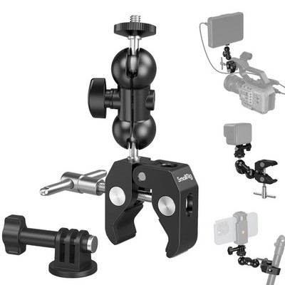 Super Clamp Mount, Double Head Arm Adapter, Fence/Desk/Tripod Mount for Monit...