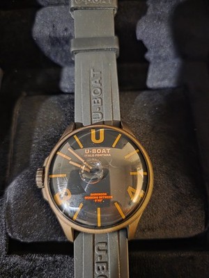 U-Boat 9548 DARKMOON 44MM BK BROWN VINTAGE Rubber Band Men's Watch