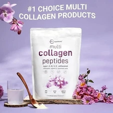 Micro Ingredients Multi Collagen Peptides Powder,Biotin,Vitamin C,16oz