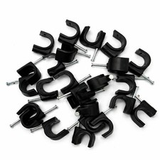 16mm Pipe Wall Clip Hose 25 pack Wire Wall Mount Tidy Black Nail Fixing Holder