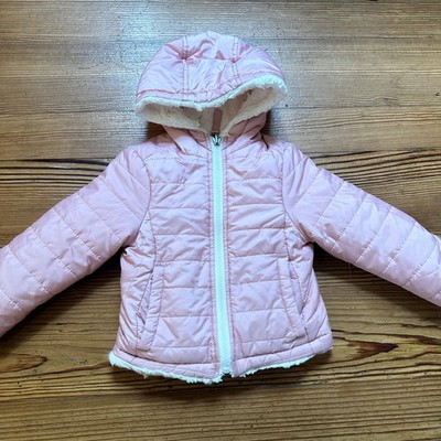 Me Jane mini pink white fleece lined reversible coat SIZE 18M