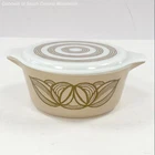 New ListingVintage Pyrex Raffia Brown Onion Pattern Glass Round Casserole Dish With Lid