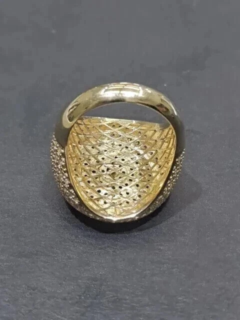 14K Yellow Gold Plated 2Ct Round Cut Lab-Created Diamond Cluster CharmMen's Ring - Image 4 of 4