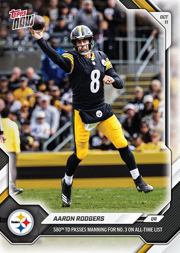 Image via eBay listing Aaron Rodgers - 2026-27 NFL Topps NOW® - Card 50