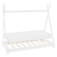 Kinderbett + Matratze Kinderhaus Bettgestell Bettenhaus Holzbett Weiß 70X140 Cm
