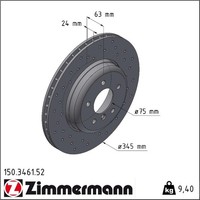 2X Zimmermann 150.3461.52 Bremsscheibe FüR BMW 5 6 E60 E61 E63 E64