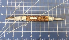 Antique Cattaraugus 22579 Equal End Pen Folding Pocket Knife! Jigged Bone!