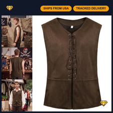 Men's Gothic Steampunk Waistcoat - Medieval Renaissance Pirate Costume Vest