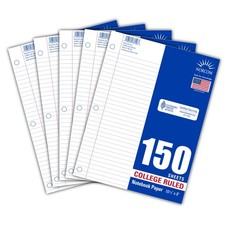 5-Pack Filler Paper, 150 Sheets, College Ruled, 10.5" x 8"