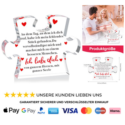 Valentinstag Romantisch Geschenk für Ihn Sie, Graviertes Acryl Block Puzzle