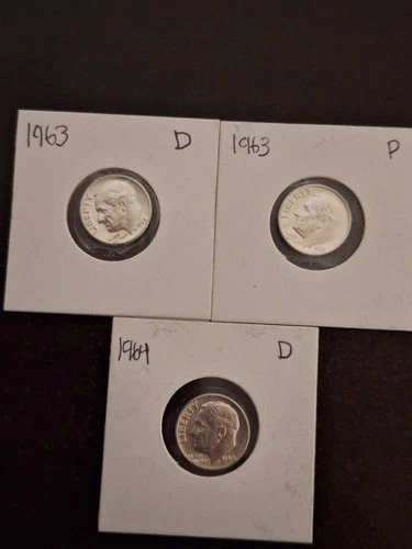 Silver Roosevelt Dimes Lot of (3) 90% Uncirculated Silver Dimes