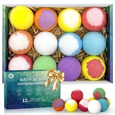 12 Pack Bath Bombs Gift Set Natural Organic Spa Shea Butter Relaxing Gifts