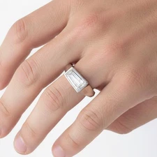 1.33 Ctw Baguette Cut Lab Grown Diamond Solitaire Ring 14K White Gold