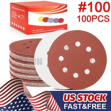 100x 5inch Sanding Disc 100 Grit Hook Loop 8-Hole Orbital Sander Paper DIY Acces 0.23 per gallon
