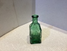 Vintage Green Cathedral Electric Tonic Chief Wahoo Mini Glass Bottle with Corks
