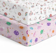 Crib Fitted Sheet Pack of 2, Microfiber Baby Sheets for Standard Crib and Tod...